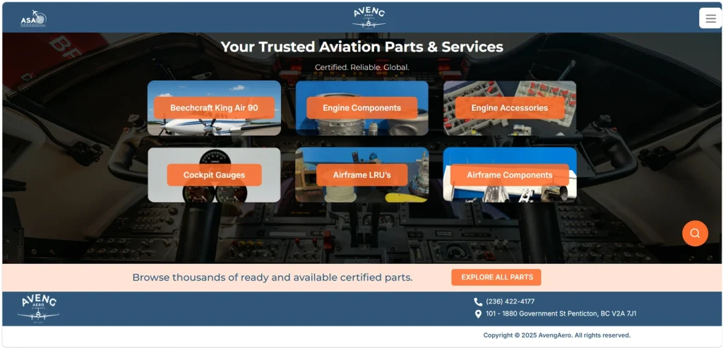 AvengAero — Website redesign