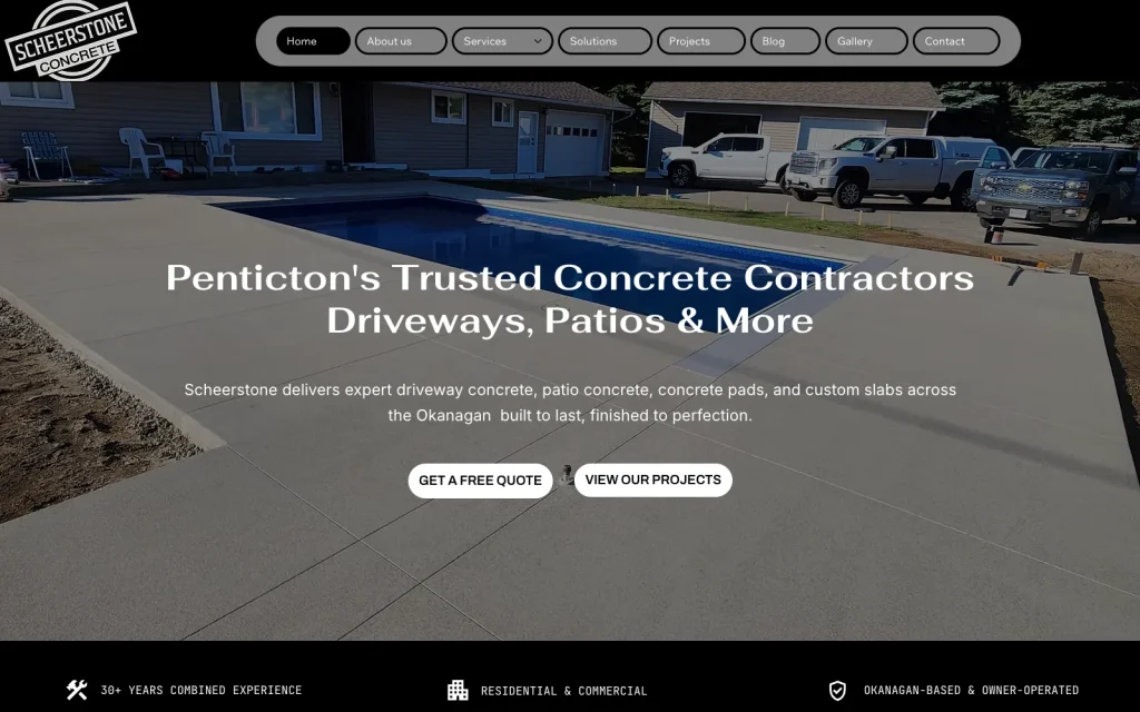 ScheerStone Concrete public website; AgileGist contribution: on-page SEO, off-page SEO and AEO